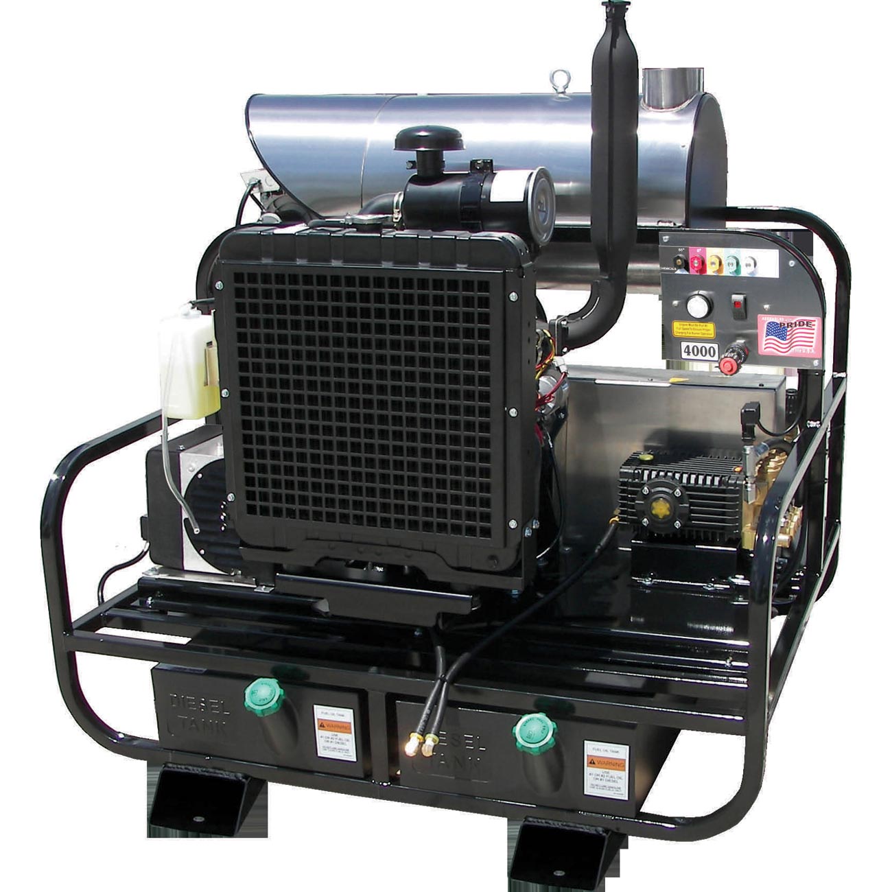 Pressure Pro 8115PRO-35KDG Diesel Hot Water Skid 3500 psi 8 gpm Kubota Engine General HP Pump 2500 Watt Generator